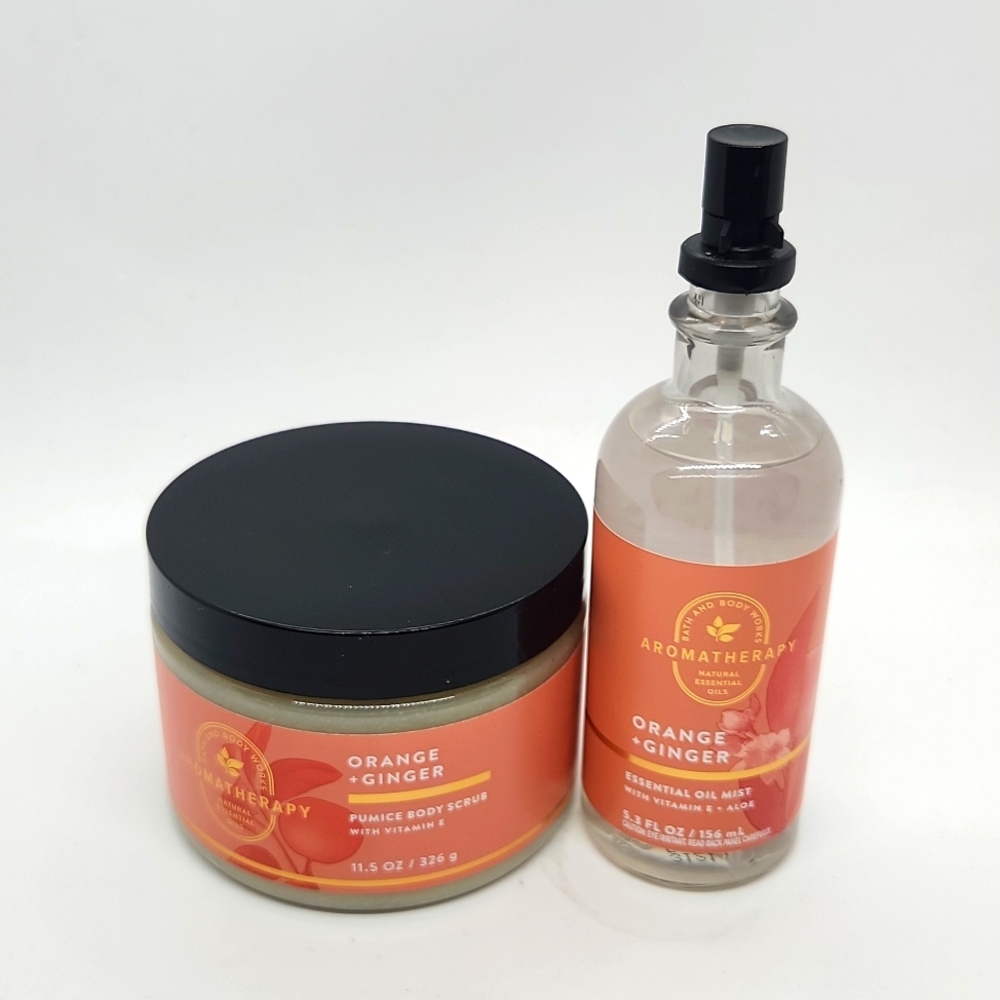 Bath & Body Works New Set Aromatherapy Orange + Ginger Body Scrub & Oil Mist